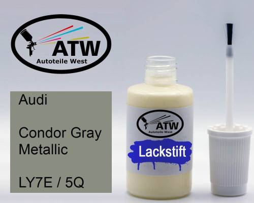 Audi, Condor Gray Metallic, LY7E / 5Q: 20ml Lackstift, von ATW Autoteile West.
